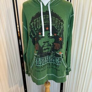 Green and White Graphic Sweatshirt Hoodie